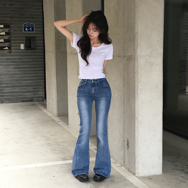 【丈別】ウォッシュドブーツカットデニムパンツ VINTAGE LIGHT BLUE