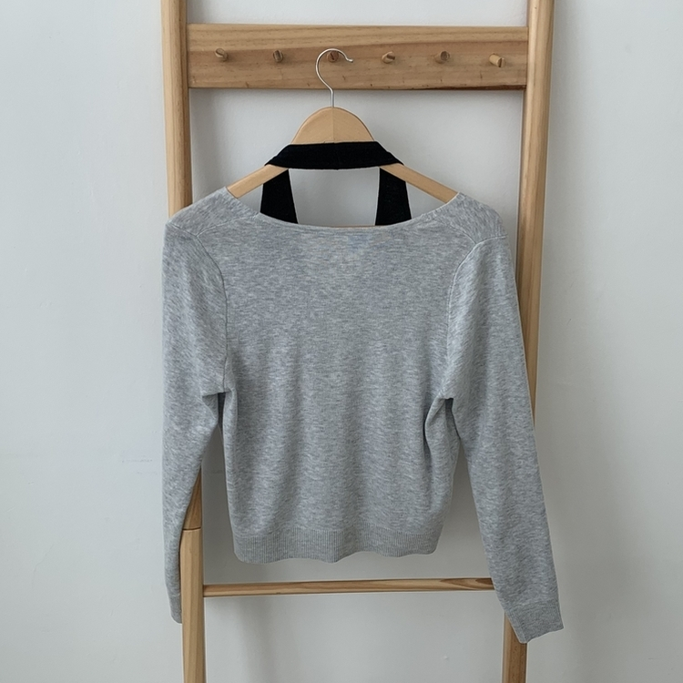 【SET】ホルターネックキャミソール Vネックニットカーディガン(5color)