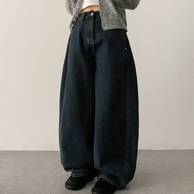 【丈別】ワイドバルーンデニムパンツ GRAYISH BLUE