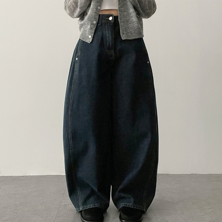 【丈別】ワイドバルーンデニムパンツ GRAYISH BLUE