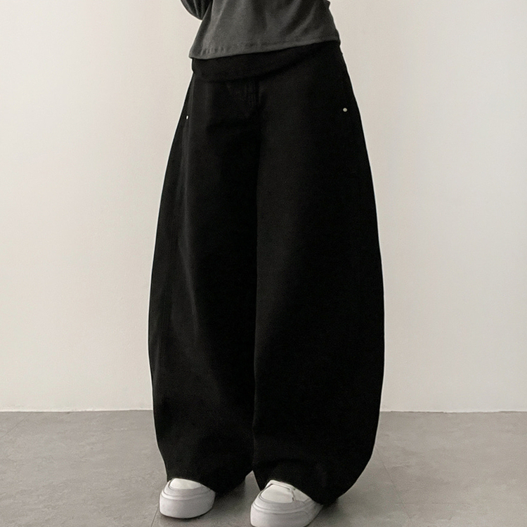 【丈別】ワイドバルーンデニムパンツ BLACK