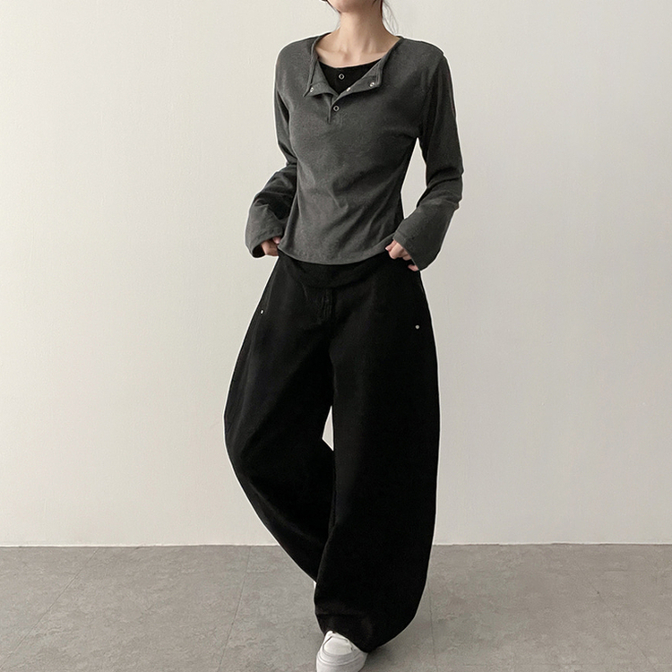 【丈別】ワイドバルーンデニムパンツ BLACK