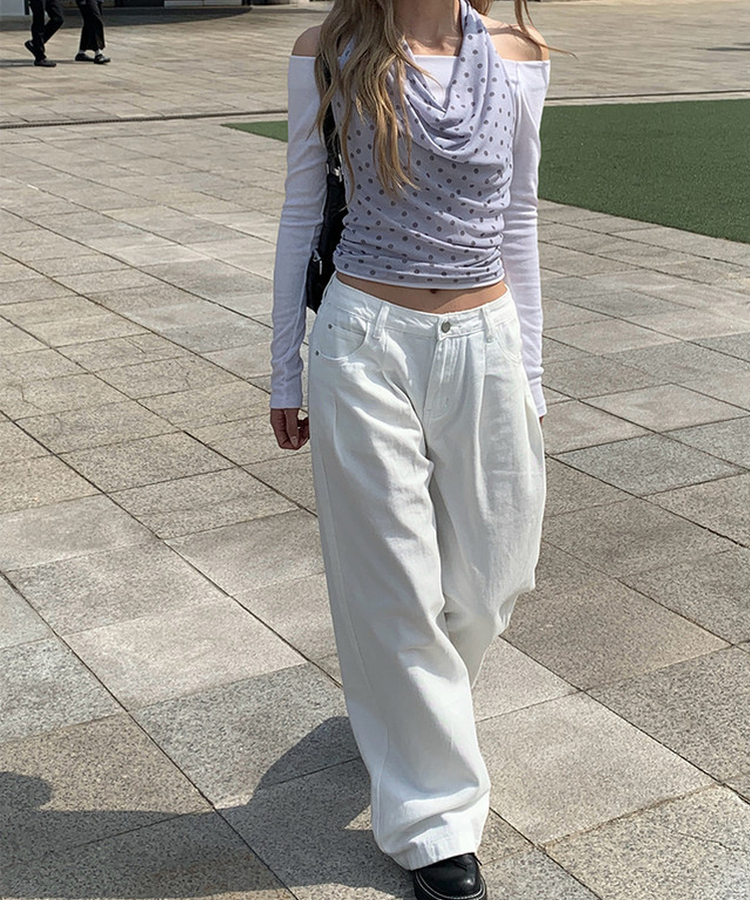 ドットドレープホルターキャミソール GREY