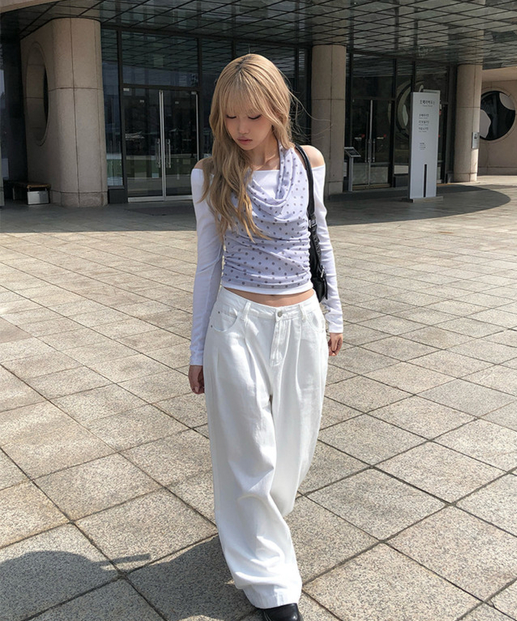 ドットドレープホルターキャミソール GREY