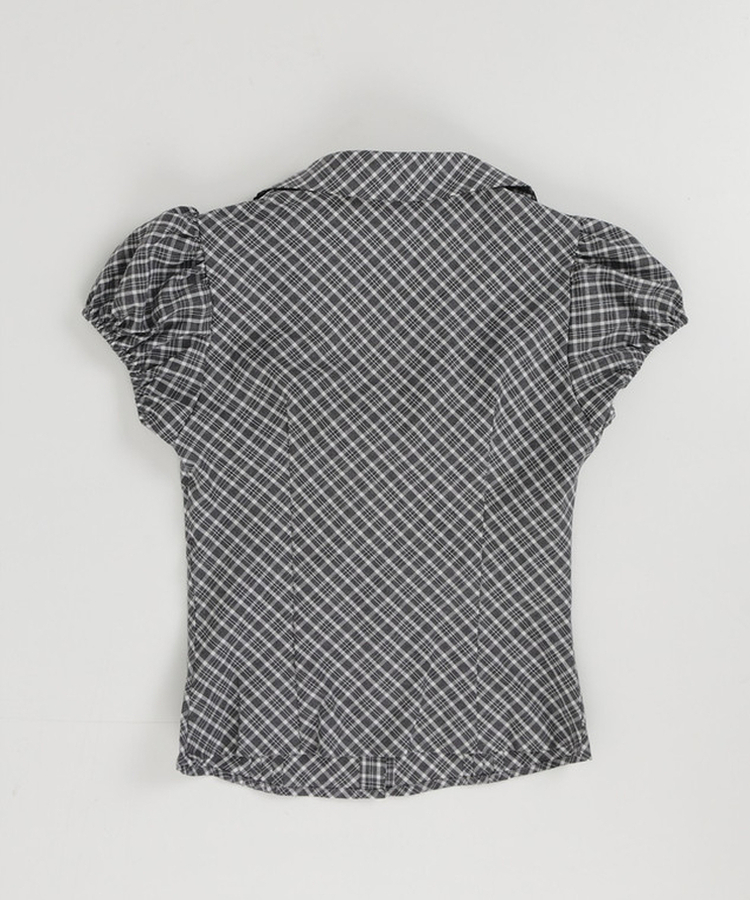 リボンパフチェックシャツ