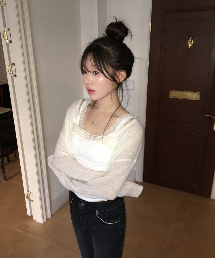 ガーリーカーディガン(6color) IVORY