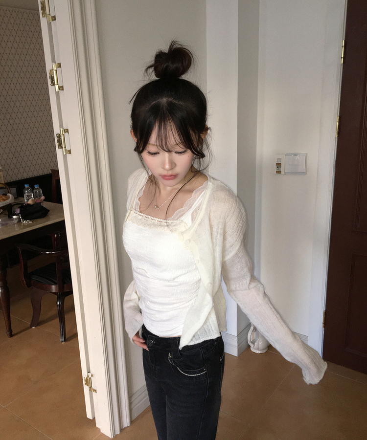 ガーリーカーディガン(6color) IVORY