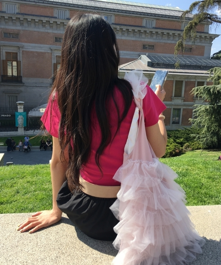 フリルレーストートバッグ PINK