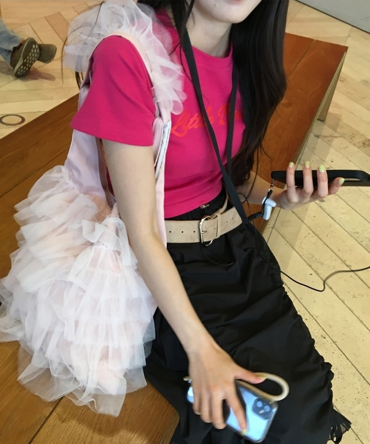 フリルレーストートバッグ PINK