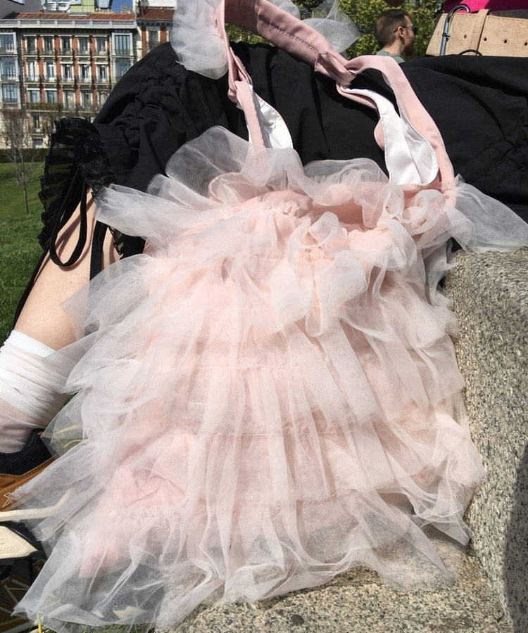 フリルレーストートバッグ PINK