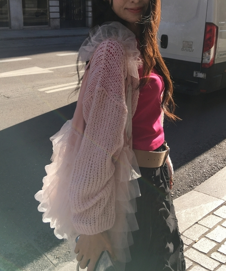フリルレーストートバッグ PINK