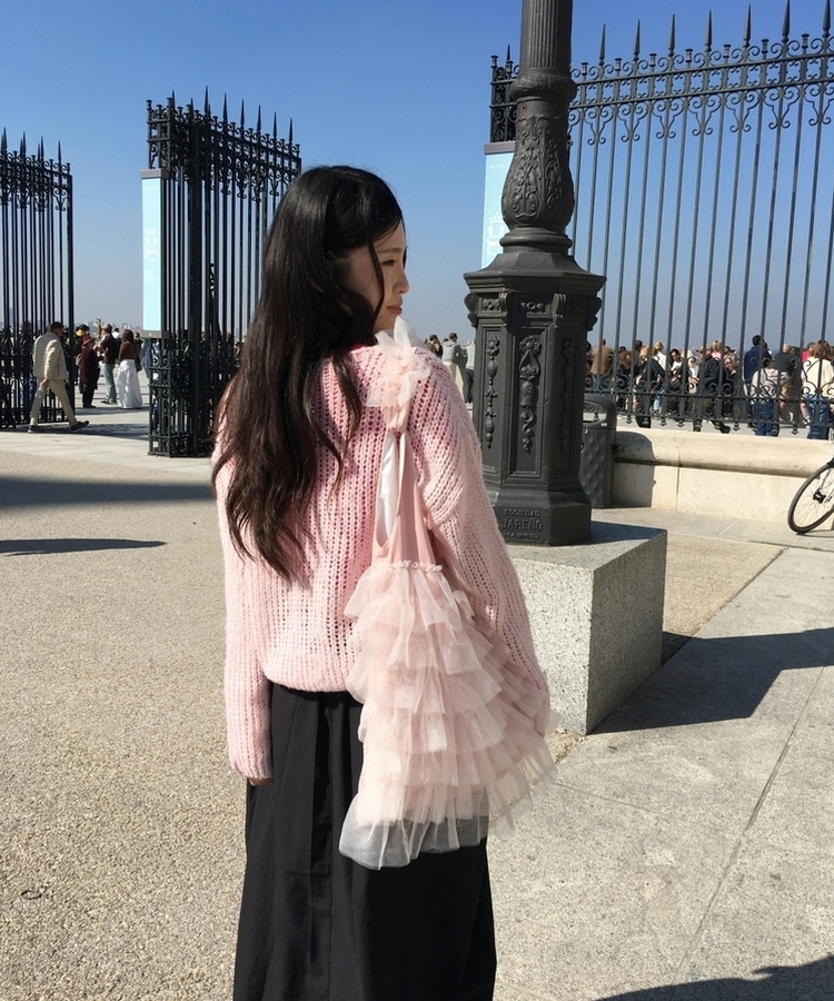 フリルレーストートバッグ PINK