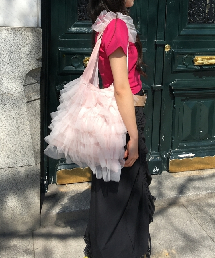 フリルレーストートバッグ PINK