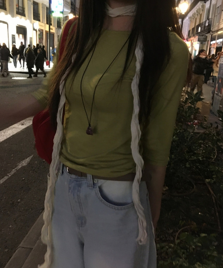 リングルシースルーロングスカーフ IVORY