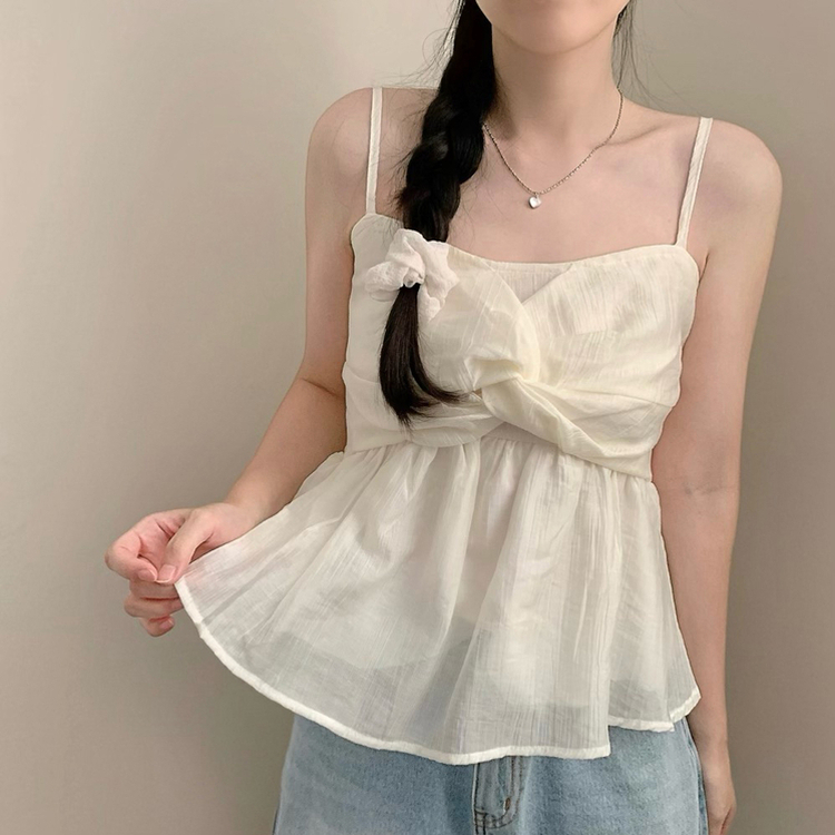 신상12쿠폰 아리 꼬임 민소매 나시 여름 블라우스 여름옷 베이지