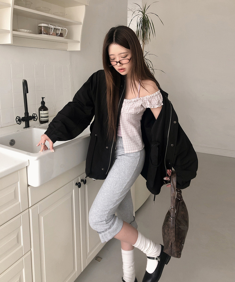 【SET】チェックフリルブラウス ホルターネックキャミソール PINK