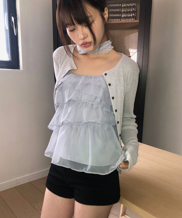 フリルビスチェキャミソールブラウス LIGHT BLUE