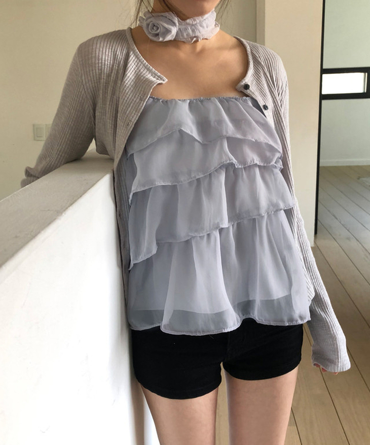 フリルビスチェキャミソールブラウス LIGHT BLUE