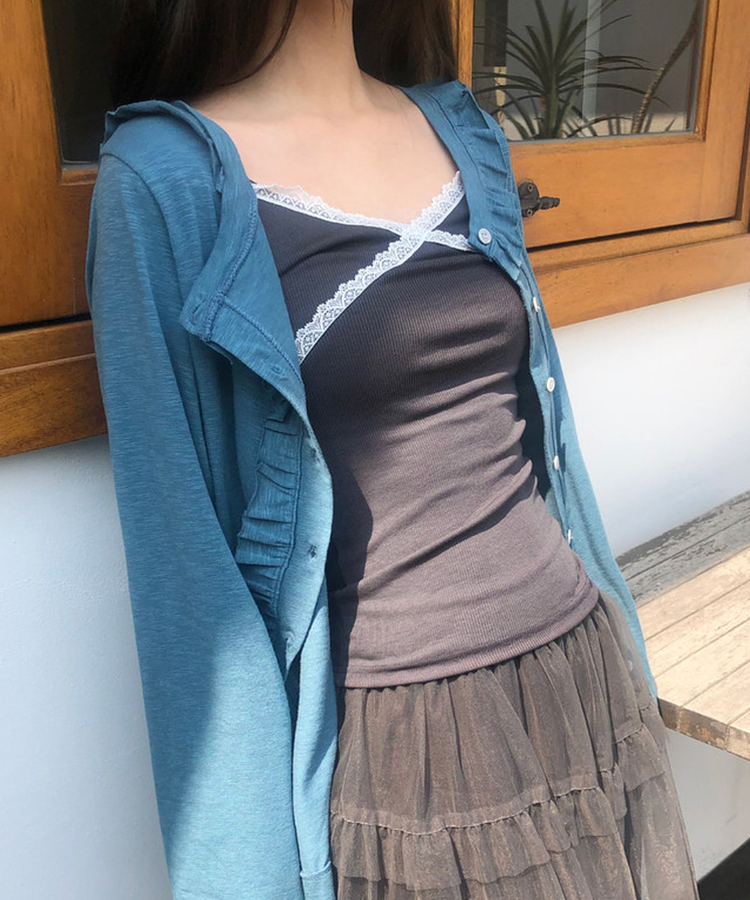 レースキャミソールスリーブレス(10color) CHARCOAL