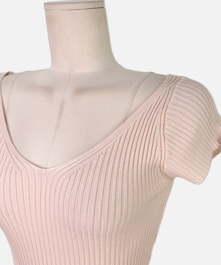 縦リブ半袖Tシャツ(5color)