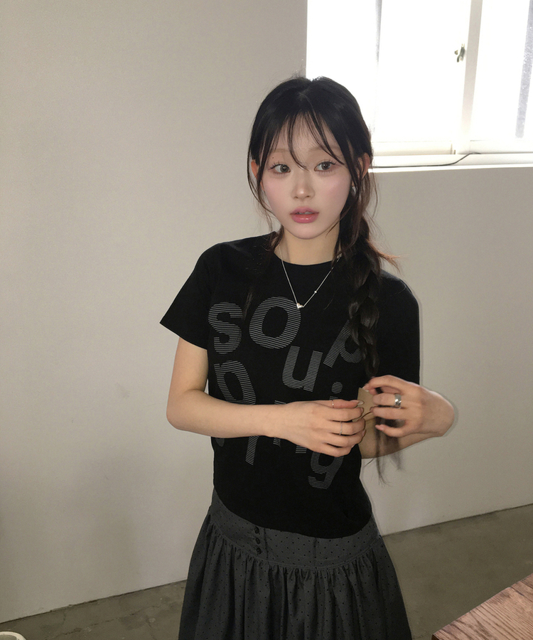 レタリング半袖Tシャツ BLACK