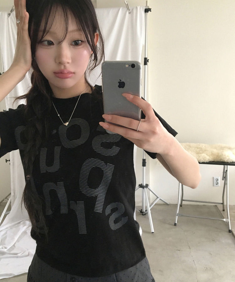 レタリング半袖Tシャツ BLACK