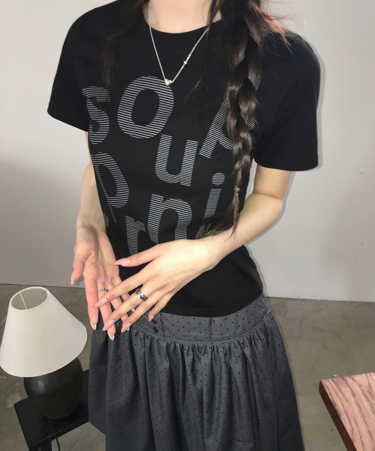 レタリング半袖Tシャツ BLACK