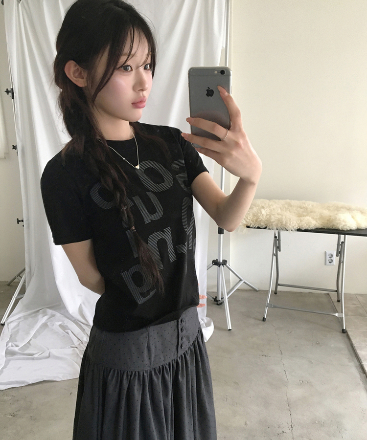 レタリング半袖Tシャツ BLACK