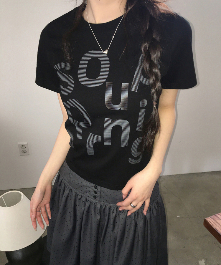 レタリング半袖Tシャツ BLACK