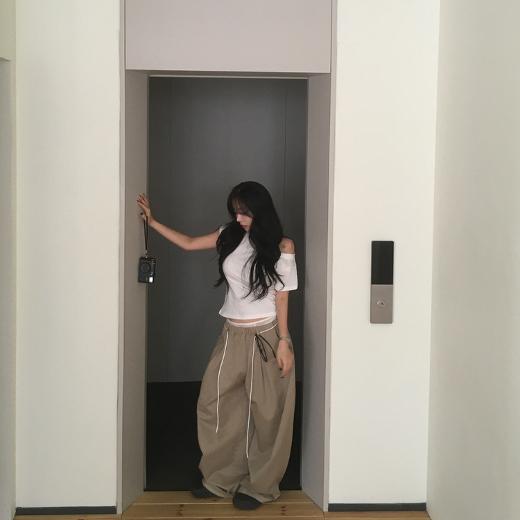 ワンショルダー半袖Tシャツ(5color) WHITE