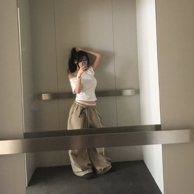 ワンショルダー半袖Tシャツ(5color) WHITE