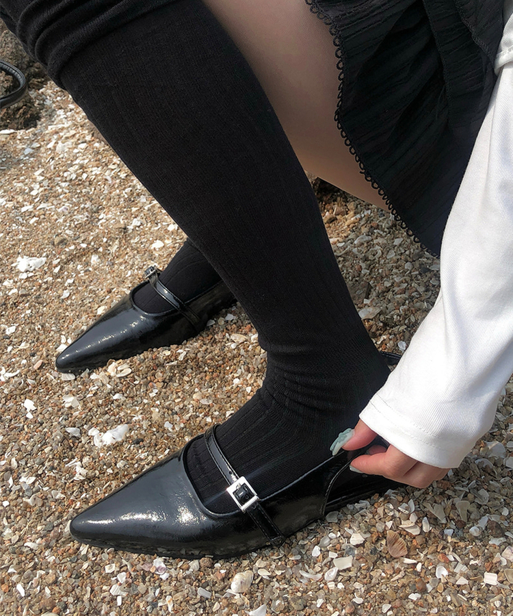 ポインテッドメリージェーンフラット BLACK
