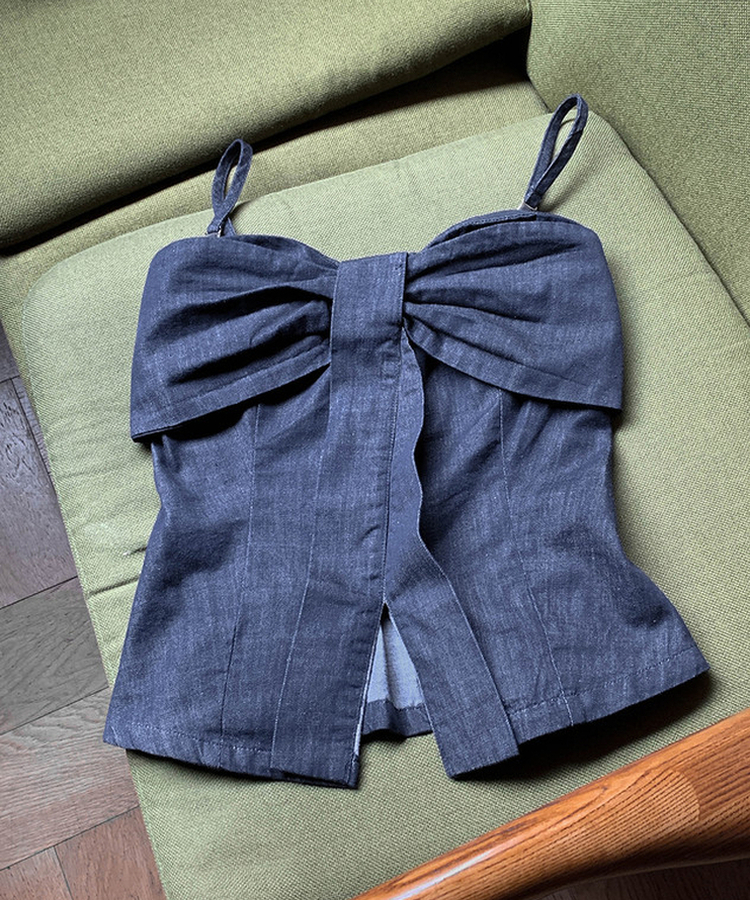リボンデニムキャミソールブラウス