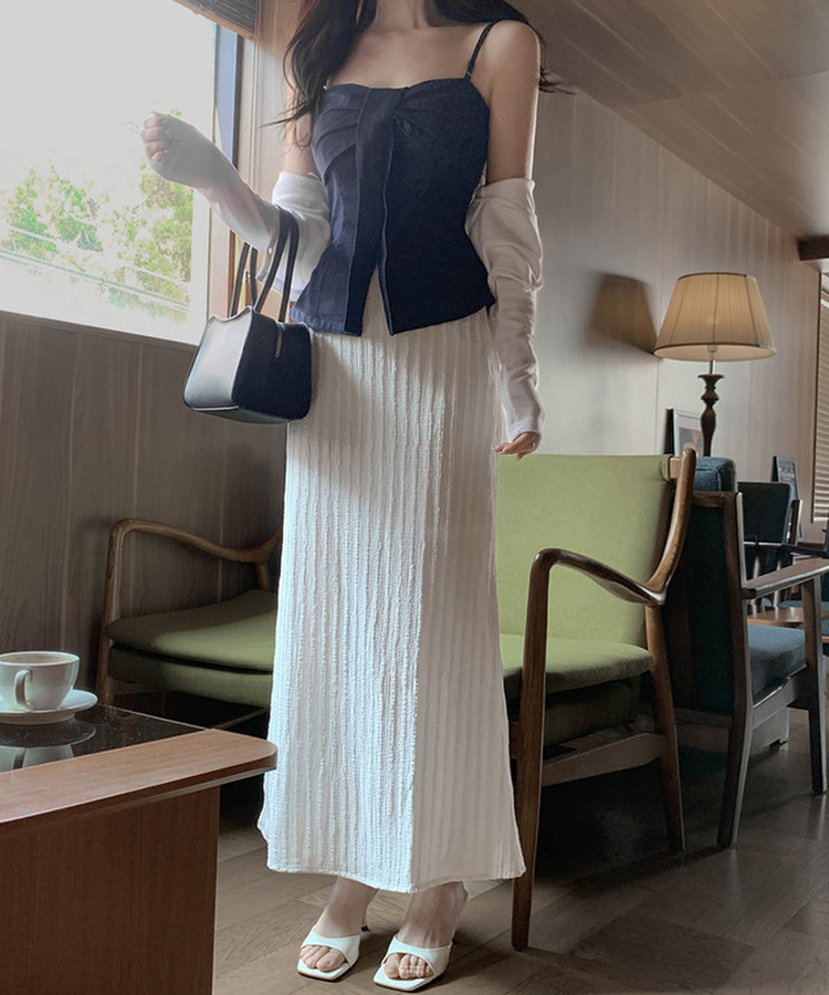 リボンデニムキャミソールブラウス DARK BLUE