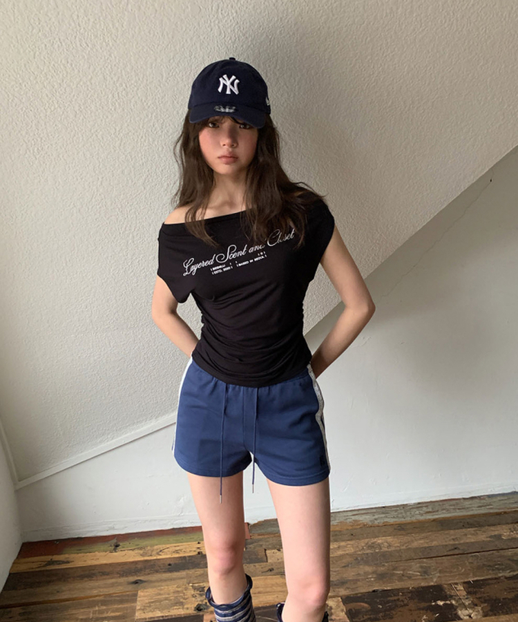 レーストラックラインショートパンツ NAVY