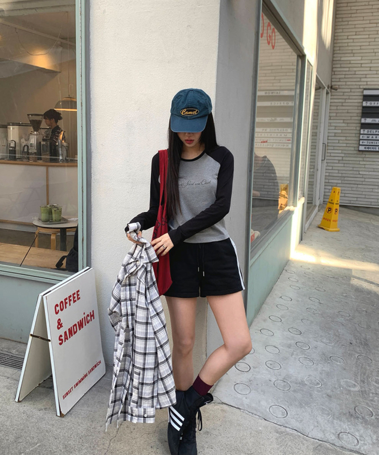 レーストラックラインショートパンツ BLACK