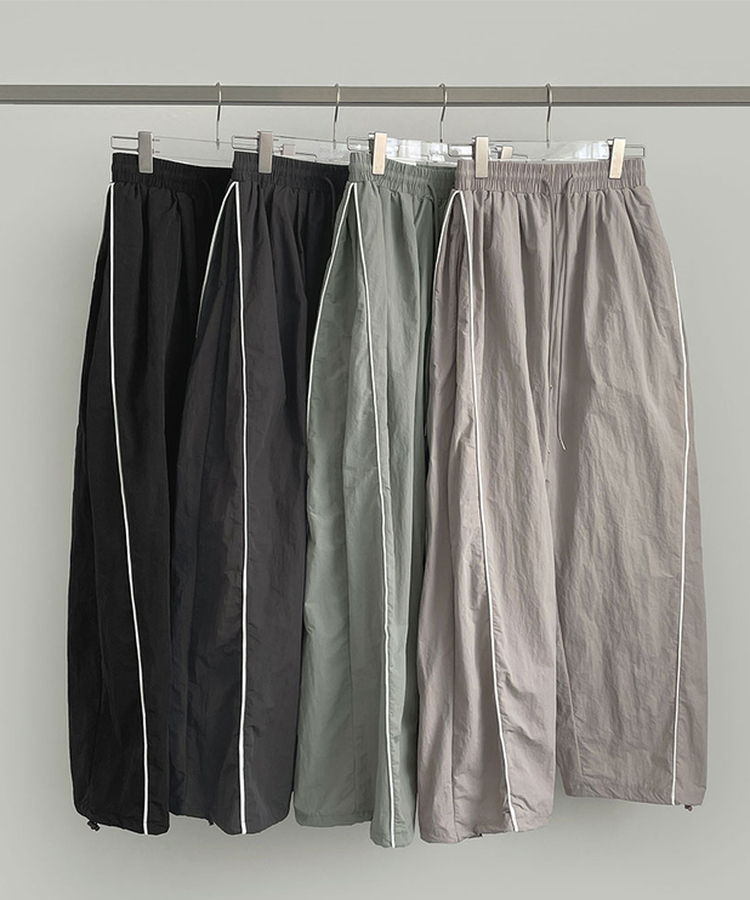 【丈別】バイカラーワイドジョガーバンドパンツ