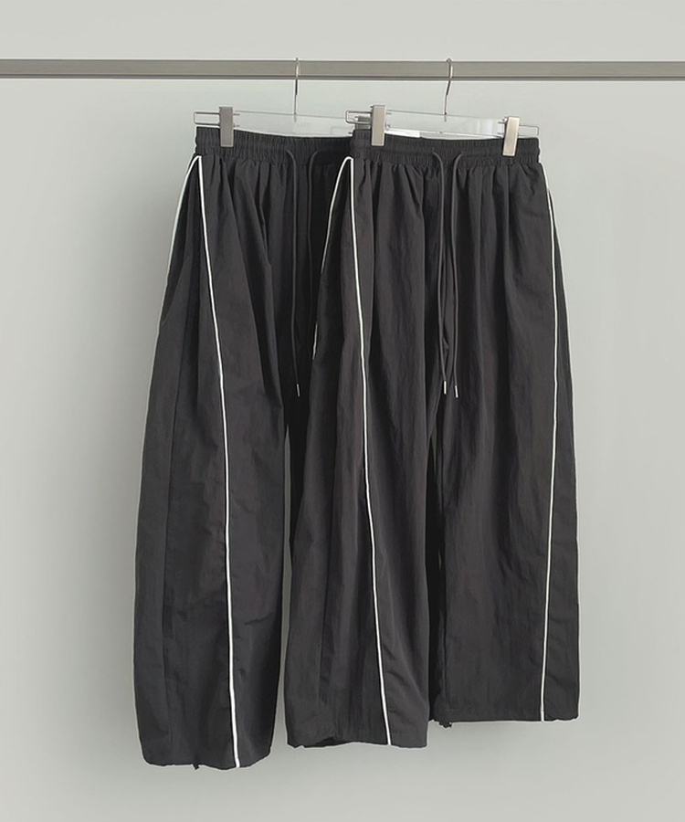 【丈別】バイカラーワイドジョガーバンドパンツ