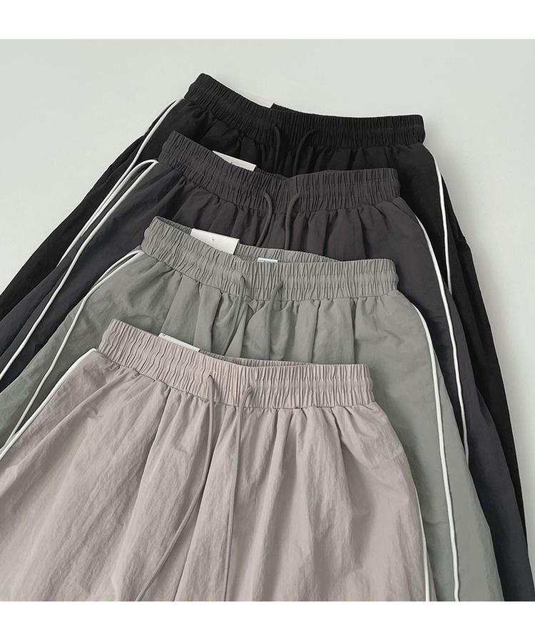 【丈別】バイカラーワイドジョガーバンドパンツ