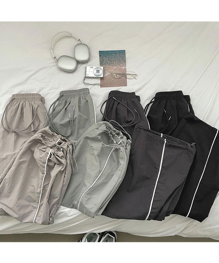 【丈別】バイカラーワイドジョガーバンドパンツ