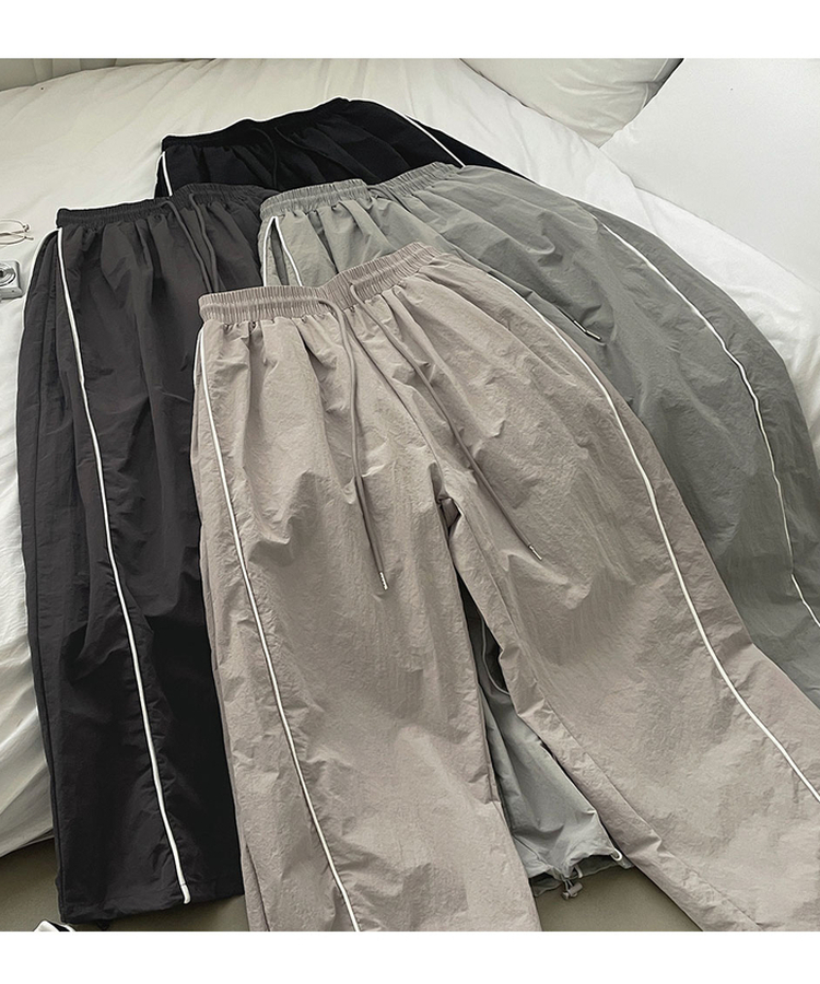 【丈別】バイカラーワイドジョガーバンドパンツ