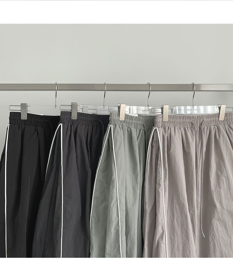 【丈別】バイカラーワイドジョガーバンドパンツ