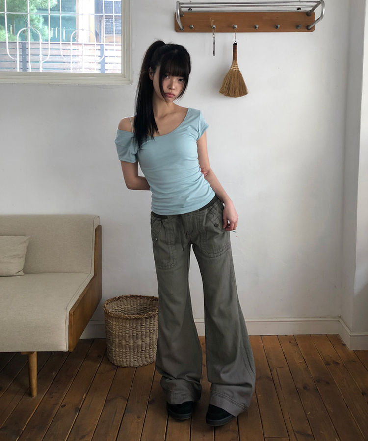 ビンテージロングブーツカットパンツ CHARCOAL