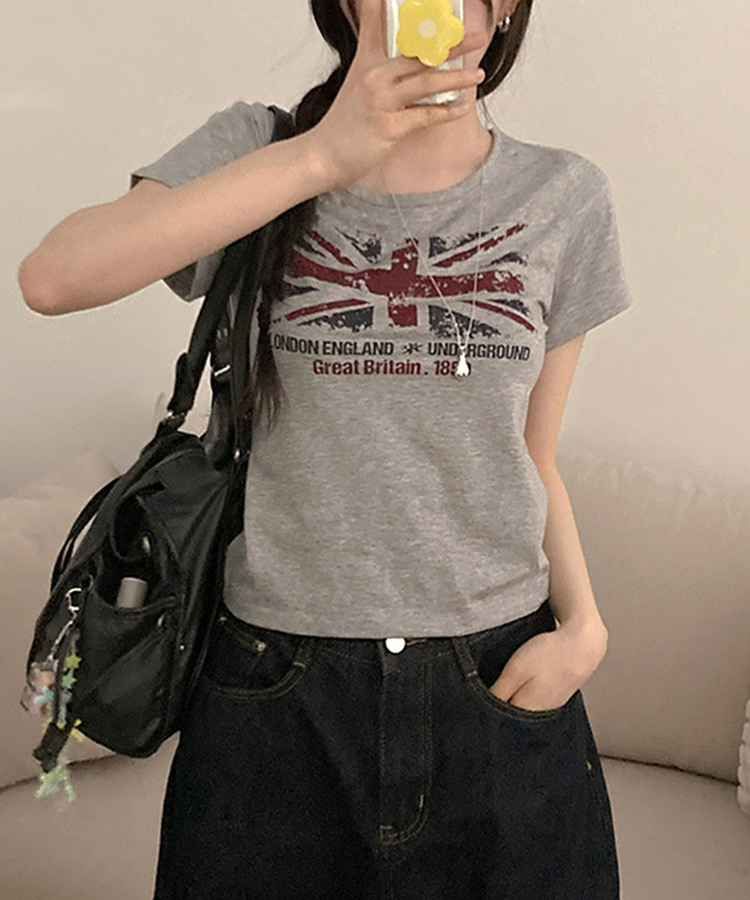ロンドンプリント半袖Tシャツ GREY