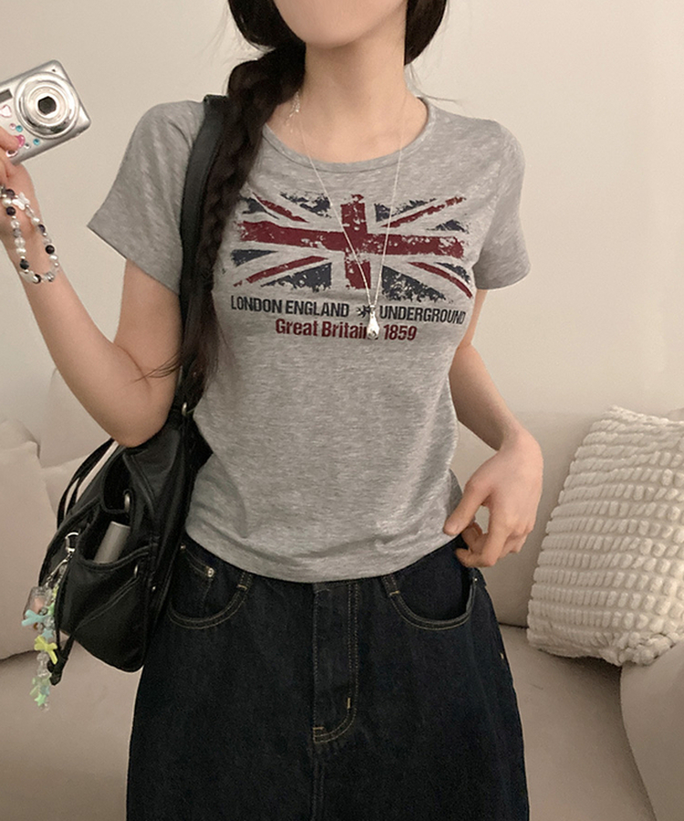 ロンドンプリント半袖Tシャツ GREY