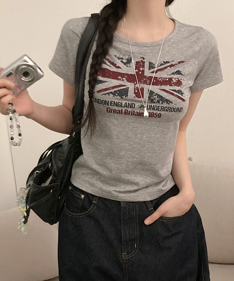 ロンドンプリント半袖Tシャツ GREY