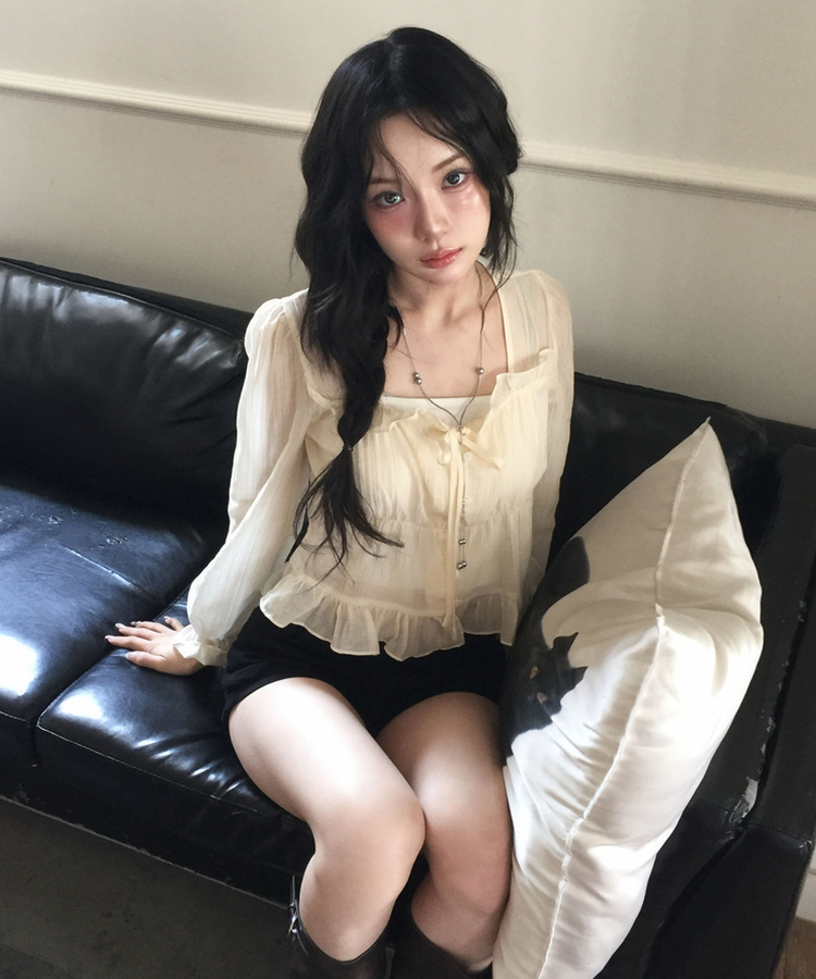 フリルシアリングブラウス CREAM