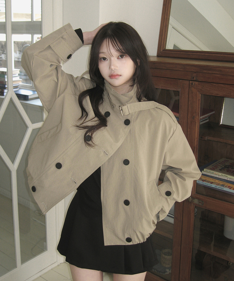 ハイネックショートトレンチジャケット BEIGE