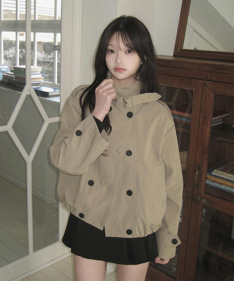 ハイネックショートトレンチジャケット BEIGE