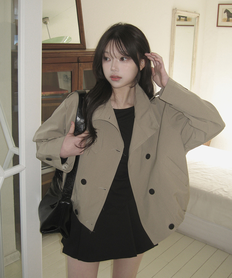 ハイネックショートトレンチジャケット BEIGE